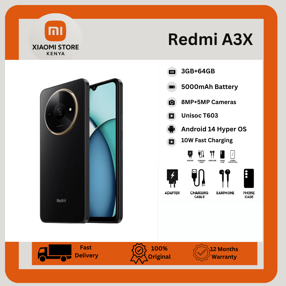 [New Arrival] XIAOMI Redmi A3X 64GB+3GB RAM 6.71" 4G Network 5000mAh Battery 8MP AI Camera 10W Fast Charging Fingerprint Sensor Android 14 Smart Phones