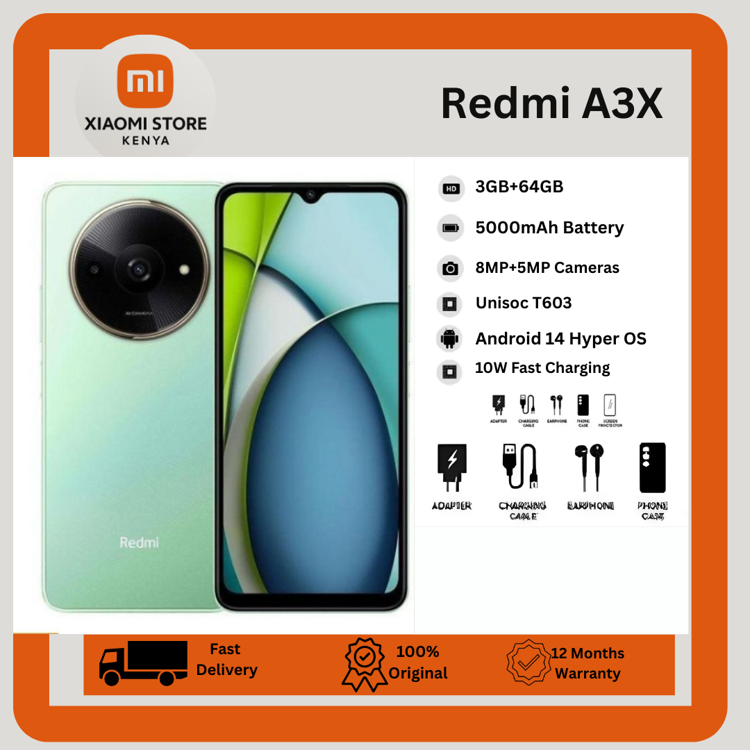 [New Arrival] XIAOMI Redmi A3X 64GB+3GB RAM 6.71" 4G Network 5000mAh Battery 8MP AI Camera 10W Fast Charging Fingerprint Sensor Android 14 Smart Phones