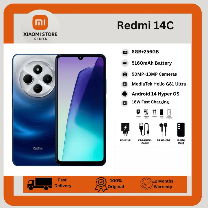 [New Arrival] Xiaomi Redmi 14C 8GB+256GB Storage 4G Network Dual SIM 6.88 inch 120Hz LCD Screen 50MP Camera 18W Tpye-C Charging 5160mAh Battery Fingerprint&Face Smart Phones
