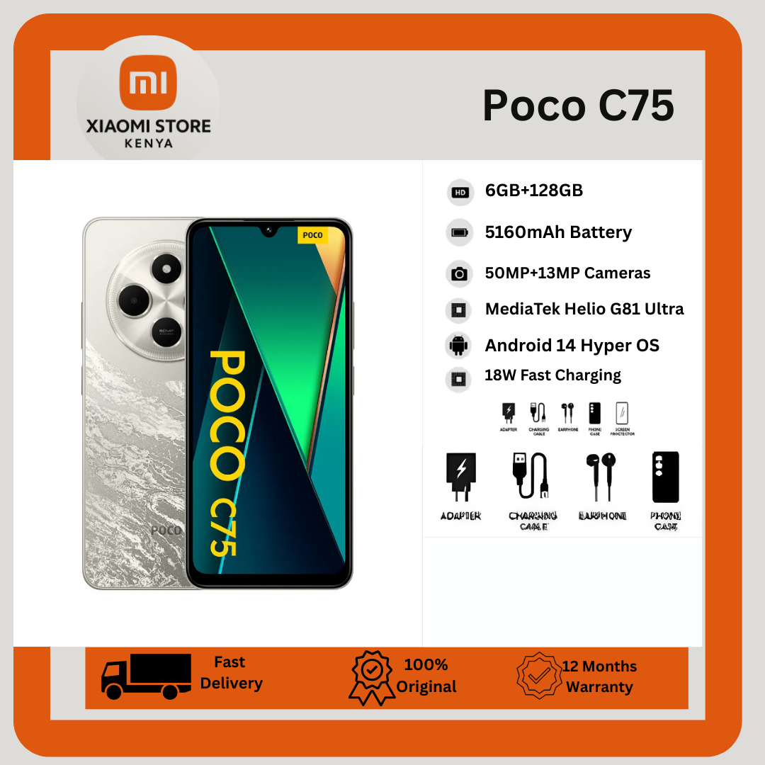 [New Arrival] XIAOMI Poco C75 6GB+128GB 6.88" 120Hz Display 50MP Camera 5160mAh Battery Fast charge fingerprint Unlock Smart Phones