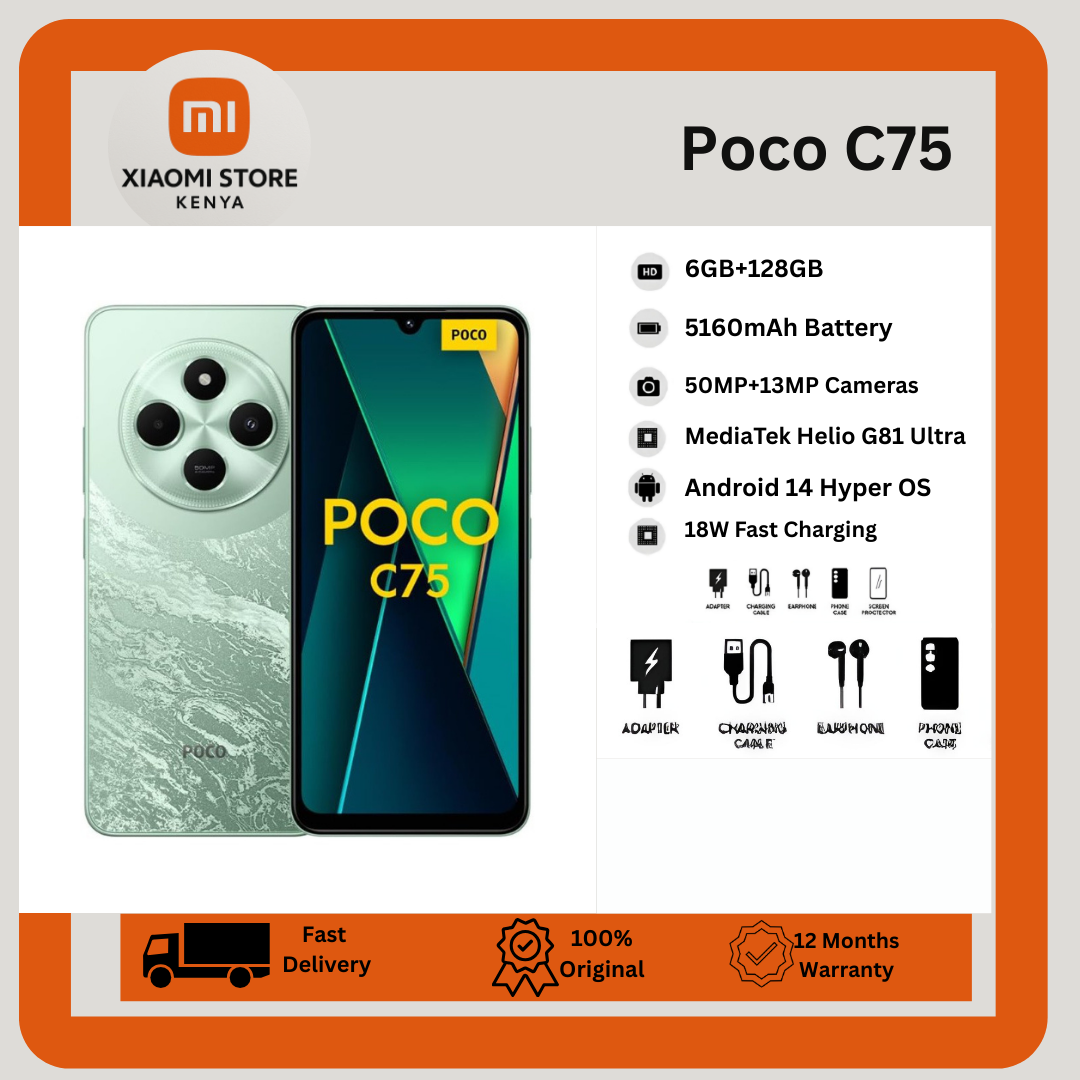 [New Arrival] XIAOMI Poco C75 6GB+128GB 6.88" 120Hz Display 50MP Camera 5160mAh Battery Fast charge fingerprint Unlock Smart Phones