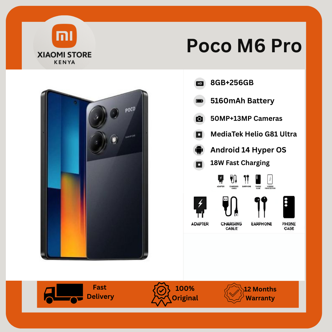 [New Arrival] XIAOMI POCO M6 Pro 8GB+256GB ROM 6.67" 120Hz AMOLED Display 64MP Camera IP54 Dust and Water-Resista Fingerprint Unlock 5000mAh Battery 67W Fast Charge Smart Phones