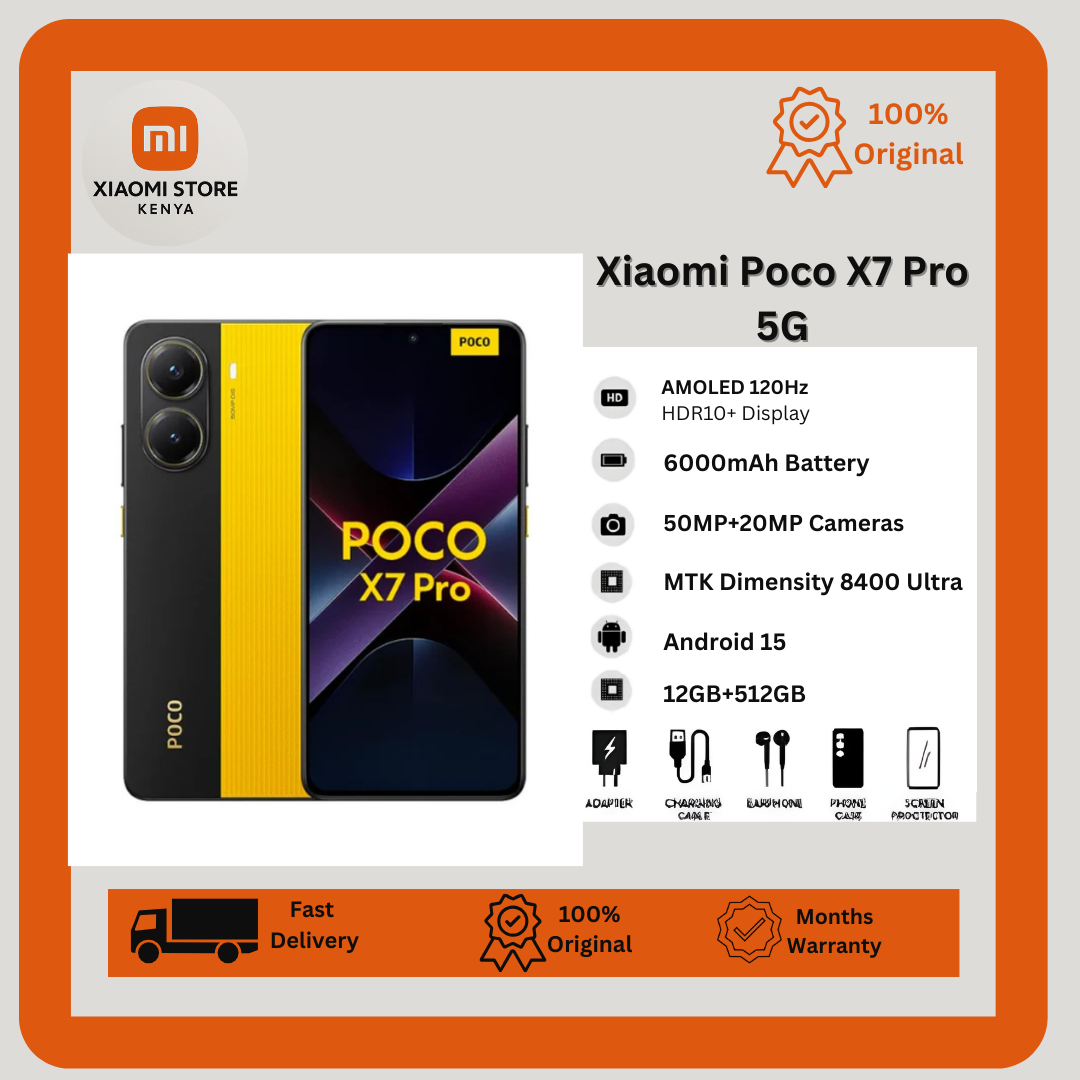 Xiaomi Poco X7 Pro 5G 512GB+12GB 6.67" 120Hz HDR10+ AMOLED Display 50MP+20MP Camera Huge 6000mAh Battery 90W Fast Charging IP68/69 Dust/Water Resistant MTK Dimensity 8400 Ultra Android Smartphone