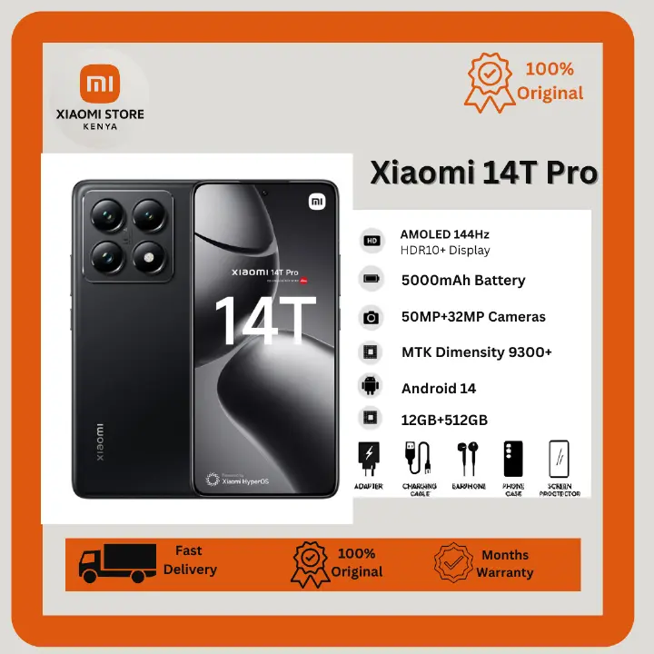 Xiaomi 14T Pro 5G 512GB+12GB 6.67" 144Hz HDR10+ AMOLED Display Corning Gorilla Glass Glass 5 50MP Camera 5000mAh Battery 120W Super Fast Charging MTK Dimensity 9300+