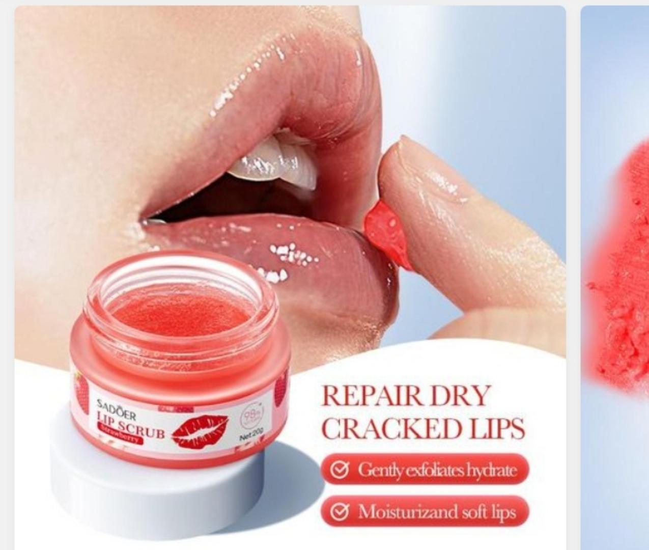 SADOER THE LIPCARE SET 4PRODUCT(LIP SCRUB,LIP EXFOLIATING BRUSH, organic LIP BALM,LIP HYDRATING SHEET MASK