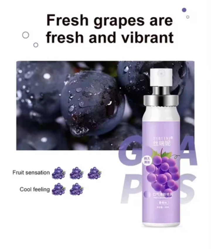 3 ORAL CARE ESSENTIALS /Mint mouth wash,grape mouth spray & tongue scraper