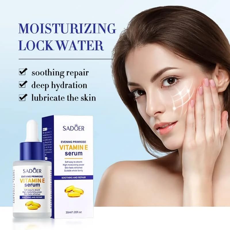 SADOER Evening Primrose Vitamin E Serum is a skincare product that combines the benefits of evening primrose oil and vitamin E.