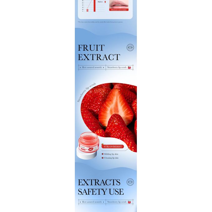 SADOER STRAWBERRY LIP SCRUB 20G/GENTLY EXFOLIATES,HYDRATS AND DIMINISHES LIP LINES