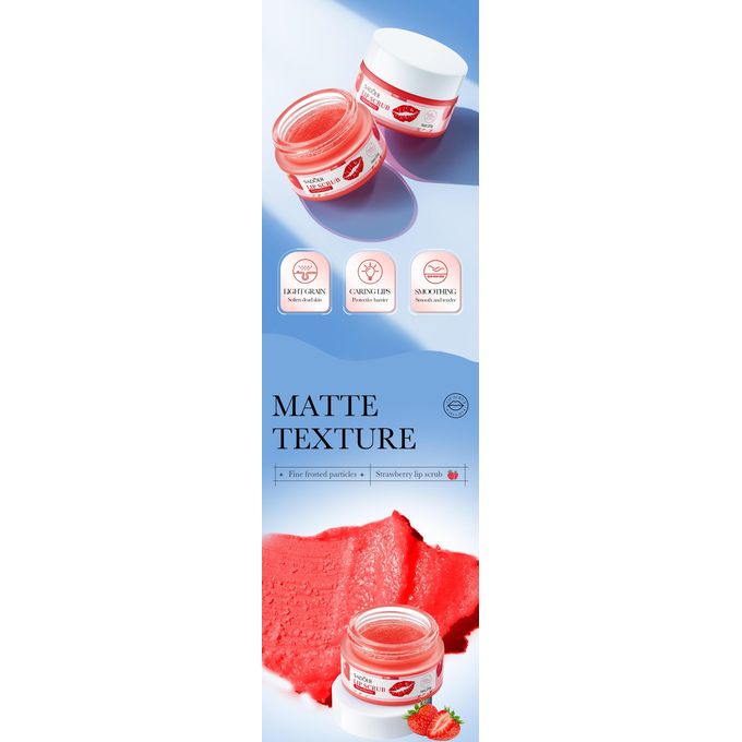SADOER STRAWBERRY LIP SCRUB 20G/GENTLY EXFOLIATES,HYDRATS AND DIMINISHES LIP LINES