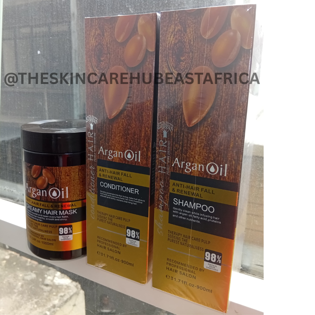 BIG SIZE Argan Oil Anti-Hair Fall hair care set with Creamy Hair Mask , Shampoo & Conditioner (98% Repair Damage Hair)-1000mL