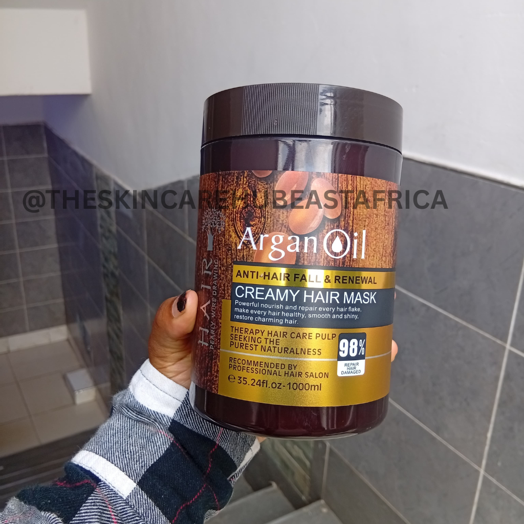 BIG SIZE Argan Oil Anti-Hair Fall hair care set with Creamy Hair Mask , Shampoo & Conditioner (98% Repair Damage Hair)-1000mL