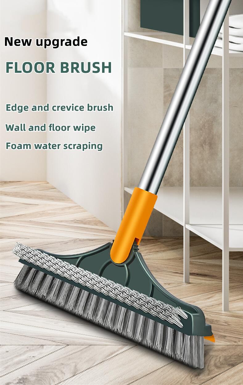 3 in 1 V shaped Floor Scrub Brush Cleaning Brush Long Handle Removable Wiper Magic Broom Brush Squeegee Tile