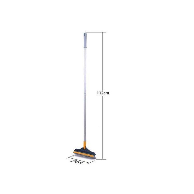 2 in 1 Floor Scrub Brush Cleaning Brush Long Handle Removable Wiper Magic Broom Brush Squeegee Tile