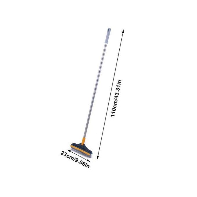 2 in 1 Floor Scrub Brush Cleaning Brush Long Handle Removable Wiper Magic Broom Brush Squeegee Tile