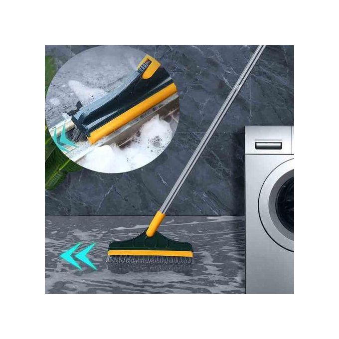 2 in 1 Floor Scrub Brush Cleaning Brush Long Handle Removable Wiper Magic Broom Brush Squeegee Tile
