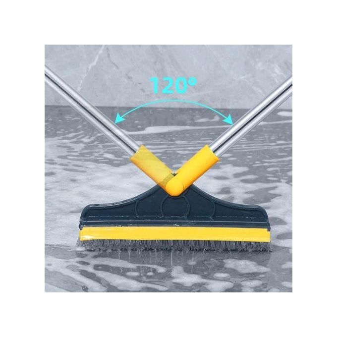 2 in 1 Floor Scrub Brush Cleaning Brush Long Handle Removable Wiper Magic Broom Brush Squeegee Tile