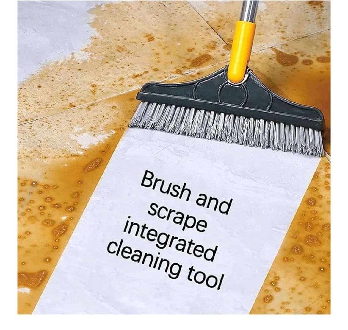 2 in 1 Floor Scrub Brush Cleaning Brush Long Handle Removable Wiper Magic Broom Brush Squeegee Tile