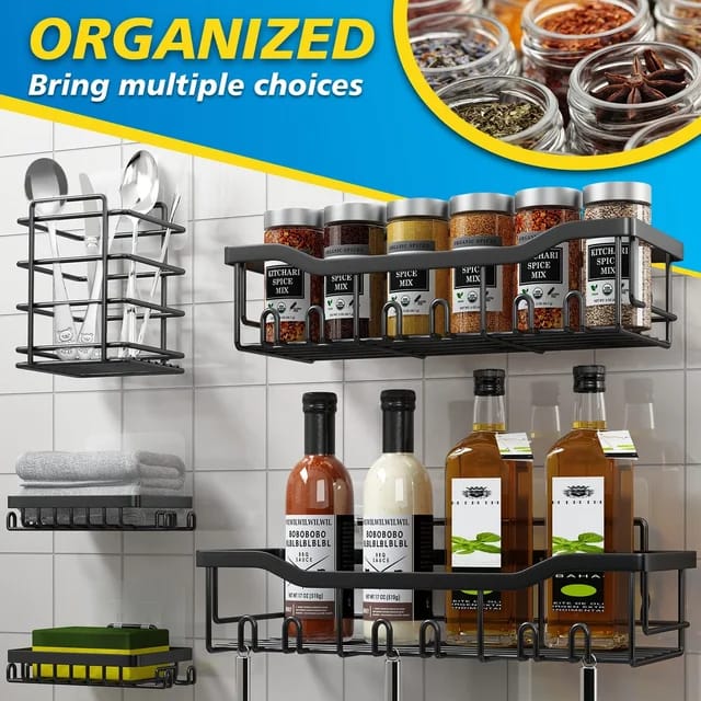 5pcs set No Drill Shower caddy shelf/Bathroom organizer with adhesive stickers