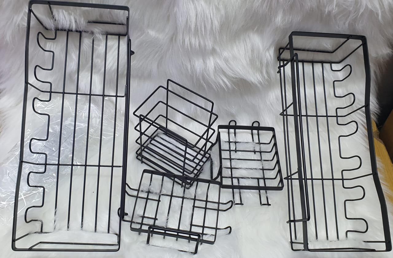 5pcs set No Drill Shower caddy shelf/Bathroom organizer with adhesive stickers