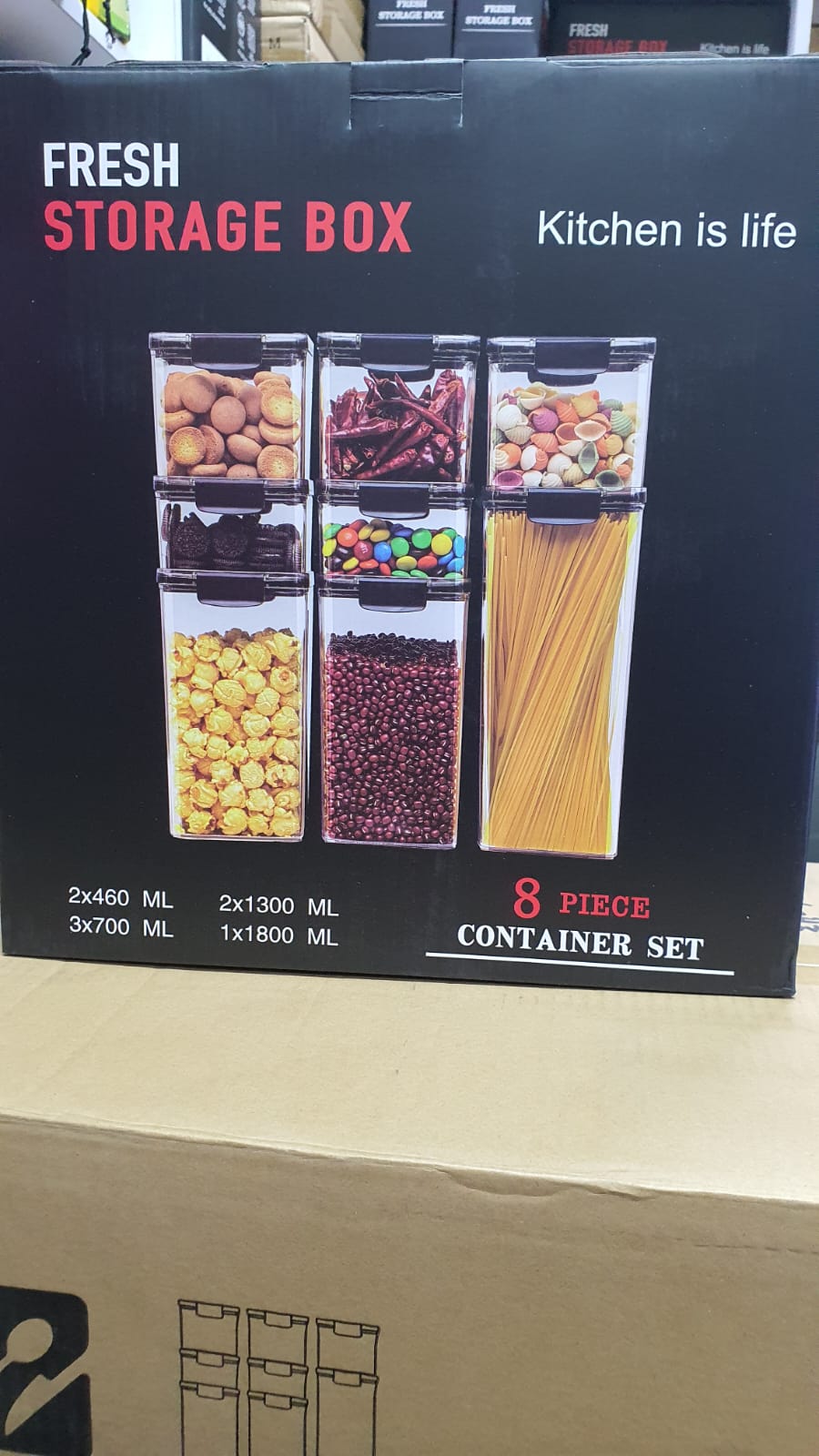 8pcs Transparent Acrylic Airtight Cereal Food/Pantry Storage Containers with stickers