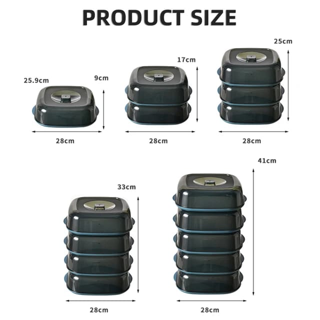 Square Acrylic Food Cover With Top & Bottom Microwave Friendly Microwave safe cover