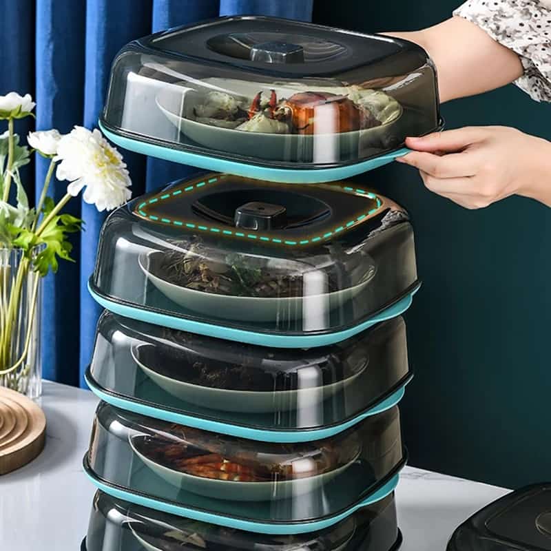 Square Acrylic Food Cover With Top & Bottom Microwave Friendly Microwave safe cover