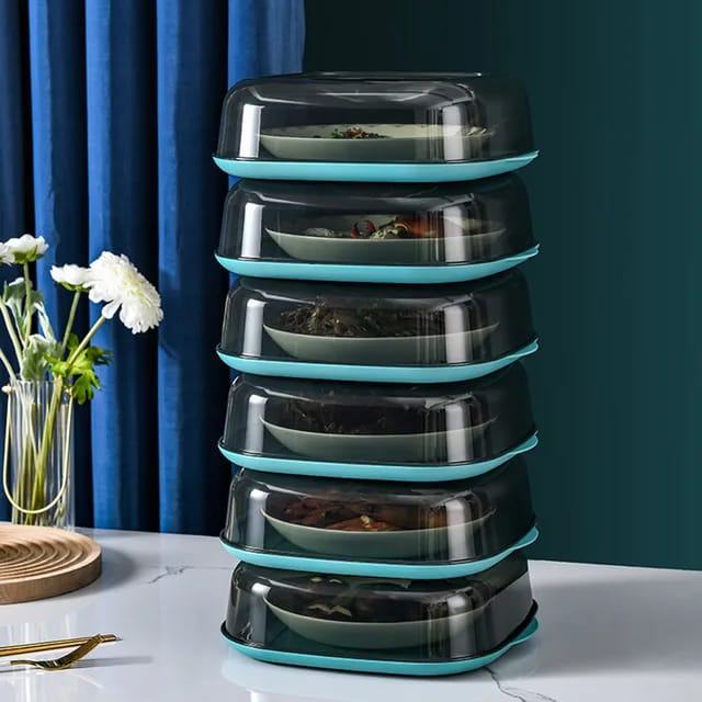 Square Acrylic Food Cover With Top & Bottom Microwave Friendly Microwave safe cover