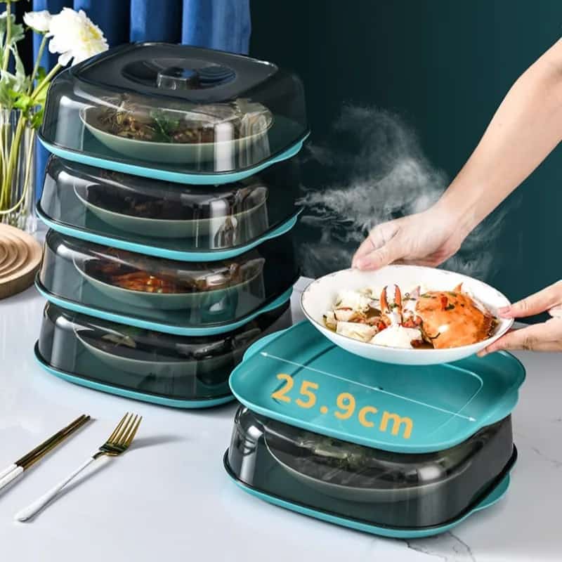 Square Acrylic Food Cover With Top & Bottom Microwave Friendly Microwave safe cover