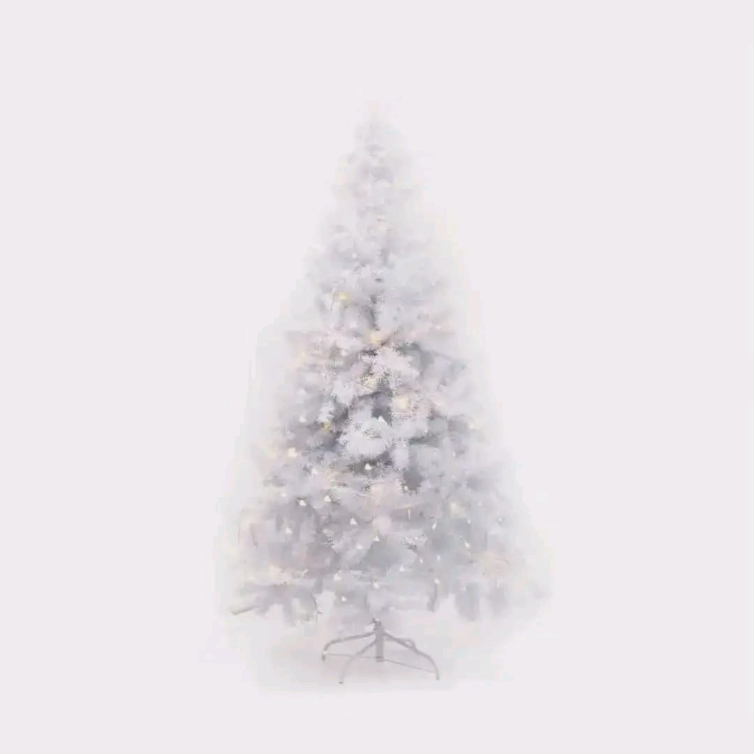 White PVC Artificial Christmas trees comes With free Christmas light (3ft-10ft) white