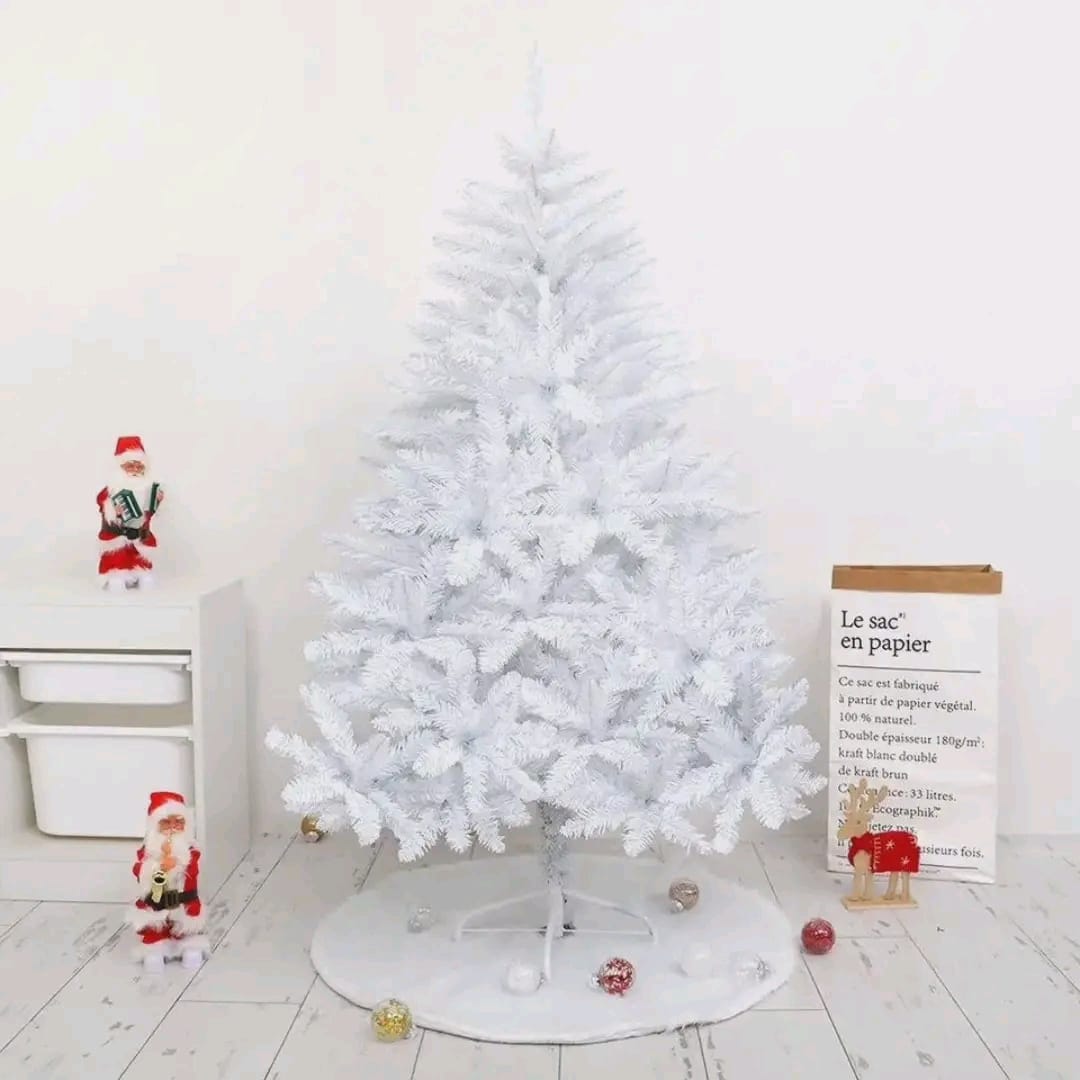 White PVC Artificial Christmas trees comes With free Christmas light (3ft-10ft) white