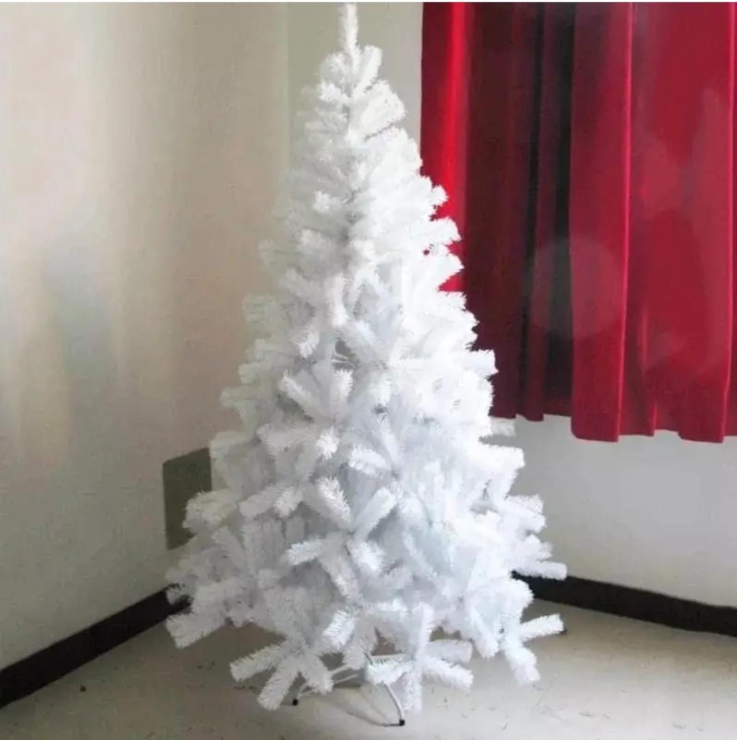 White PVC Artificial Christmas trees comes With free Christmas light (3ft-10ft) white