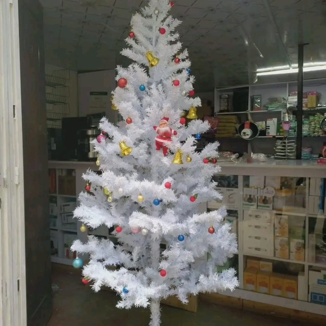 White PVC Artificial Christmas trees comes With free Christmas light (3ft-10ft) white