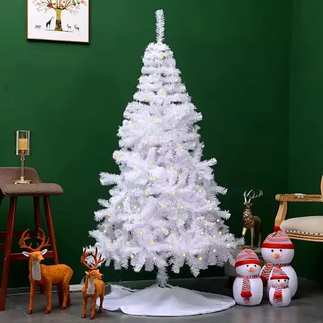 White PVC Artificial Christmas trees comes With free Christmas light (3ft-10ft) white