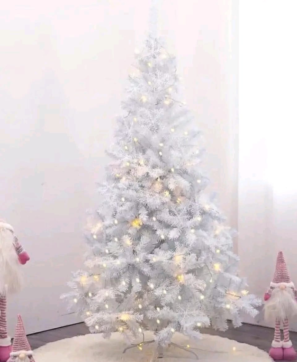 White PVC Artificial Christmas trees comes With free Christmas light (3ft-10ft) white