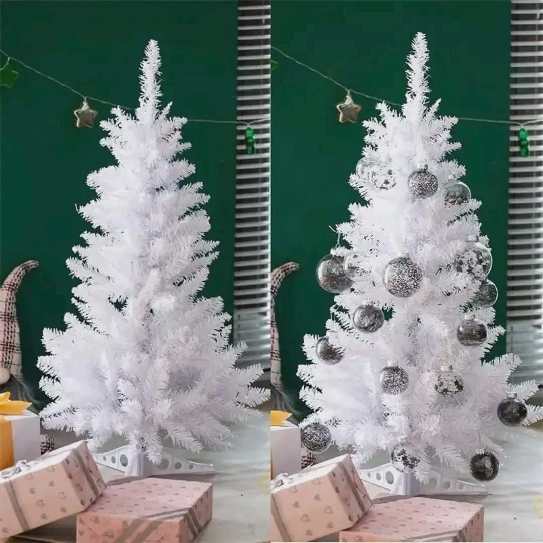 White PVC Artificial Christmas trees comes With free Christmas light (3ft-10ft) white