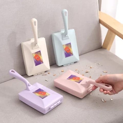 3 Rolls Carpet Cleaning Brush Roller Plastic Handheld Cleaning Brush with Dust Crumb Collector for Car Seats, Table Linen, Sofas