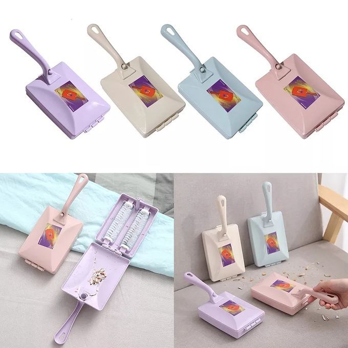 3 Rolls Carpet Cleaning Brush Roller Plastic Handheld Cleaning Brush with Dust Crumb Collector for Car Seats, Table Linen, Sofas
