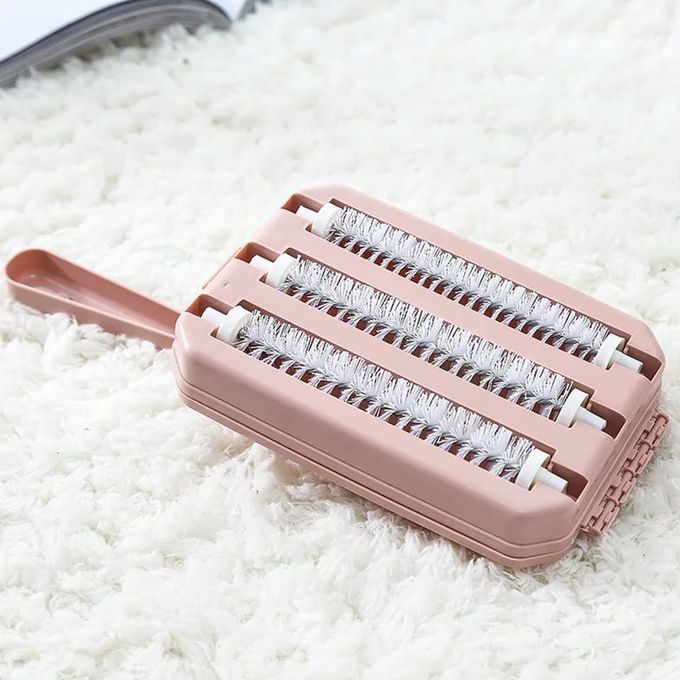3 Rolls Carpet Cleaning Brush Roller Plastic Handheld Cleaning Brush with Dust Crumb Collector for Car Seats, Table Linen, Sofas