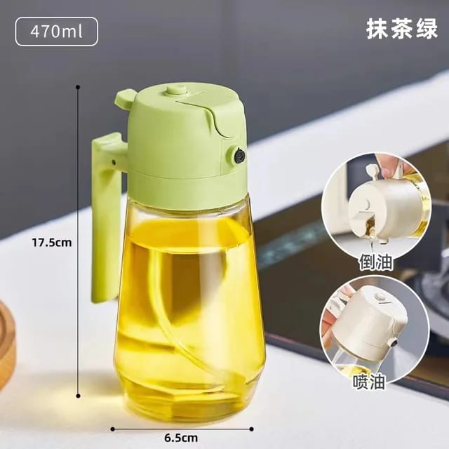 470ml Oil Sprayers 2 in 1Kitchen Household Edible Olive Oil Spray Bottle Atomized Misty Oil Tank Air Fryer Spray Bottle Oil Sprayers Glass Bottle Olive Oil Spray Diffuser For Kitchen Dispensers Bottle