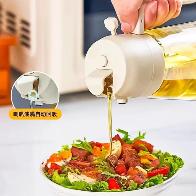 470ml Oil Sprayers 2 in 1Kitchen Household Edible Olive Oil Spray Bottle Atomized Misty Oil Tank Air Fryer Spray Bottle Oil Sprayers Glass Bottle Olive Oil Spray Diffuser For Kitchen Dispensers Bottle