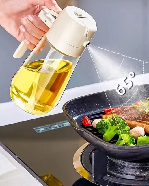 470ml Oil Sprayers 2 in 1Kitchen Household Edible Olive Oil Spray Bottle Atomized Misty Oil Tank Air Fryer Spray Bottle Oil Sprayers Glass Bottle Olive Oil Spray Diffuser For Kitchen Dispensers Bottle