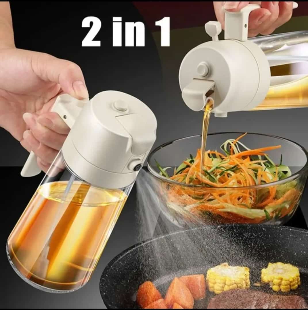 470ml Oil Sprayers 2 in 1Kitchen Household Edible Olive Oil Spray Bottle Atomized Misty Oil Tank Air Fryer Spray Bottle Oil Sprayers Glass Bottle Olive Oil Spray Diffuser For Kitchen Dispensers Bottle