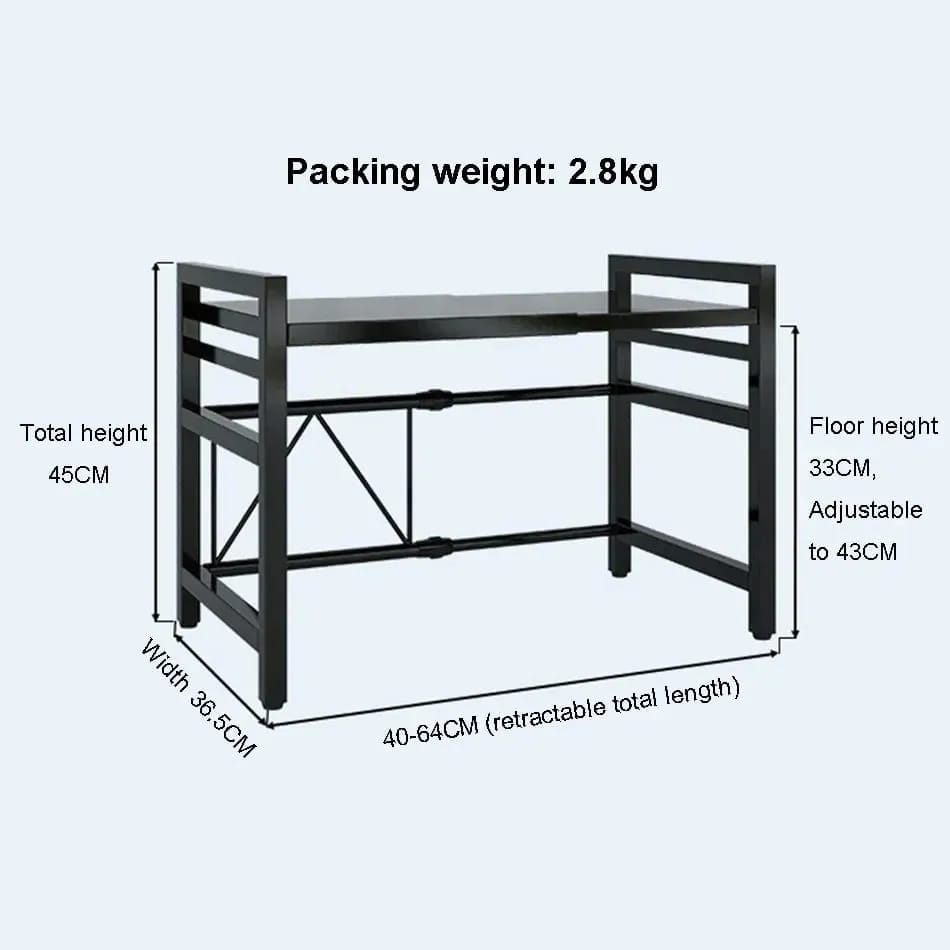 Single Layer Metallic Heavy Duty Telescopic Adjustable Microwave Stand Rack