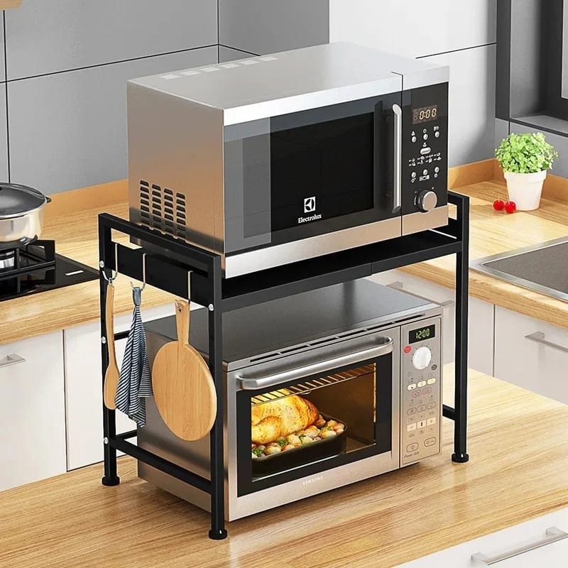 Single Layer Metallic Heavy Duty Telescopic Adjustable Microwave Stand Rack