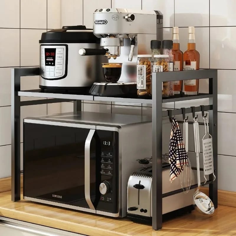 Single Layer Metallic Heavy Duty Telescopic Adjustable Microwave Stand Rack