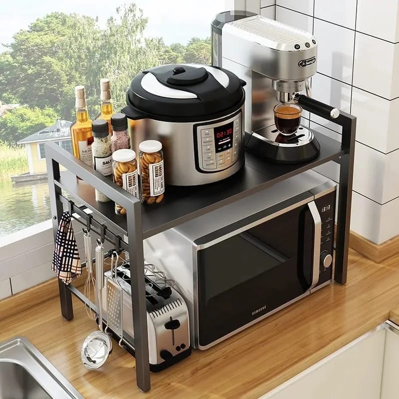 Single Layer Metallic Heavy Duty Telescopic Adjustable Microwave Stand Rack