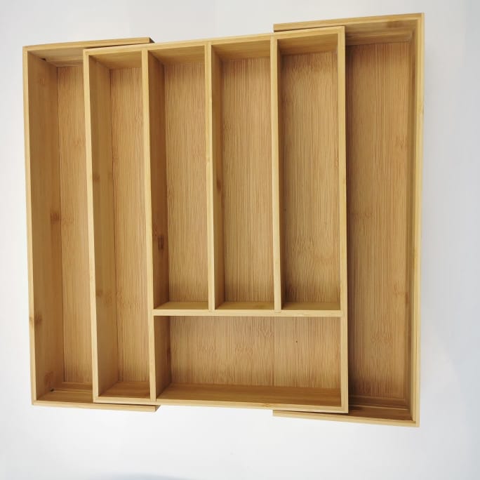 Expandable Bamboo Drawer Organizer For Utensils And Cutlery Tray Fits All Drawers