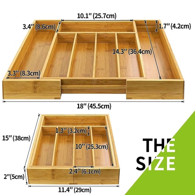 Expandable Bamboo Drawer Organizer For Utensils And Cutlery Tray Fits All Drawers