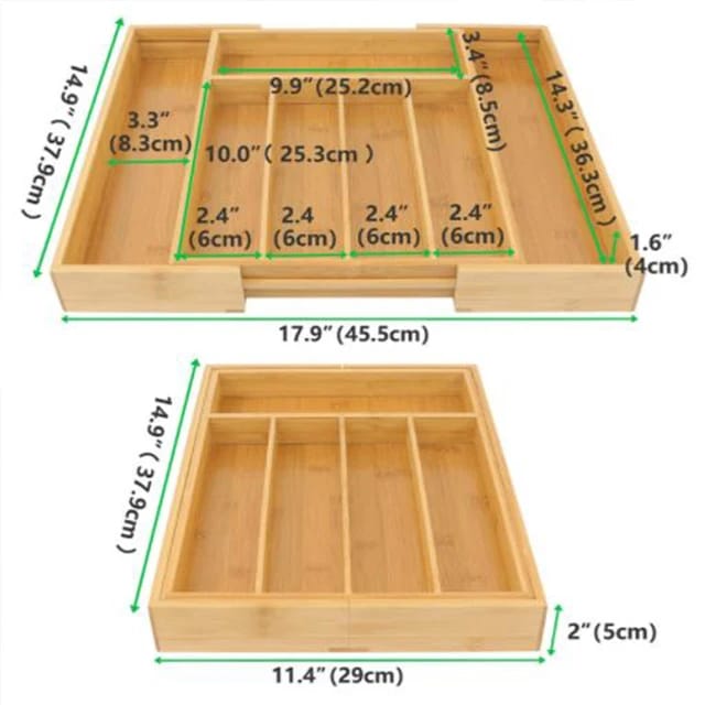 Expandable Bamboo Drawer Organizer For Utensils And Cutlery Tray Fits All Drawers