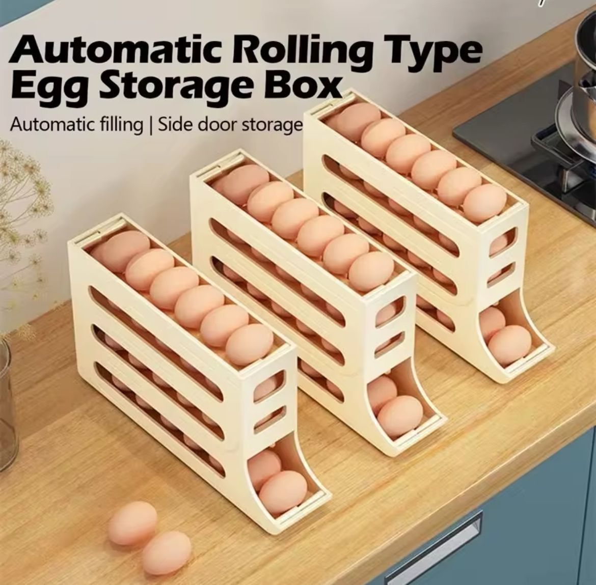 ♨4 layer Rolling egg hplder/dispenser Holds 30 eggs▪Available in white and beige